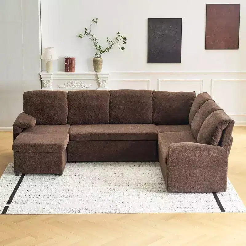 Karl Home |Upholstered Velvet U-Shaped Sectional Sleeper Sofa Corner Sectional Sofa Bed