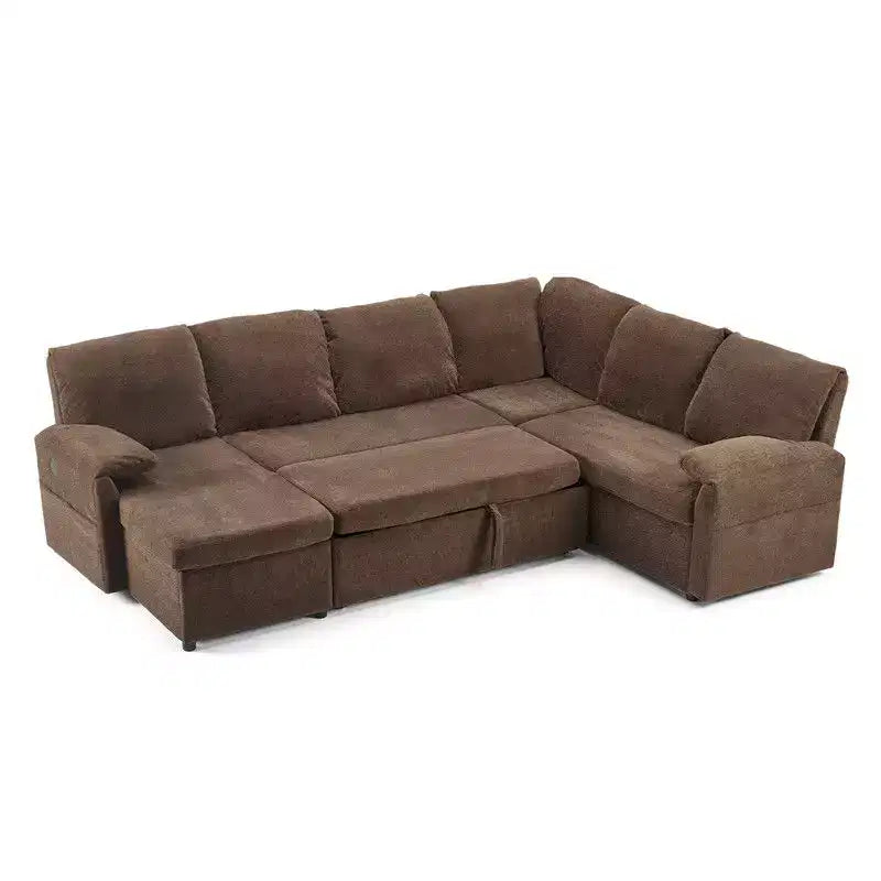 Karl Home |Upholstered Velvet U-Shaped Sectional Sleeper Sofa Corner Sectional Sofa Bed
