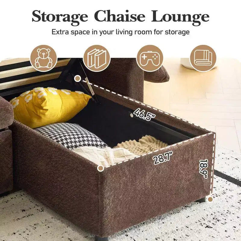Karl Home |Upholstered Velvet U-Shaped Sectional Sleeper Sofa Corner Sectional Sofa Bed