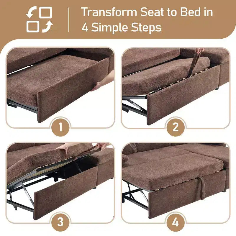 Karl Home |Upholstered Velvet U-Shaped Sectional Sleeper Sofa Corner Sectional Sofa Bed