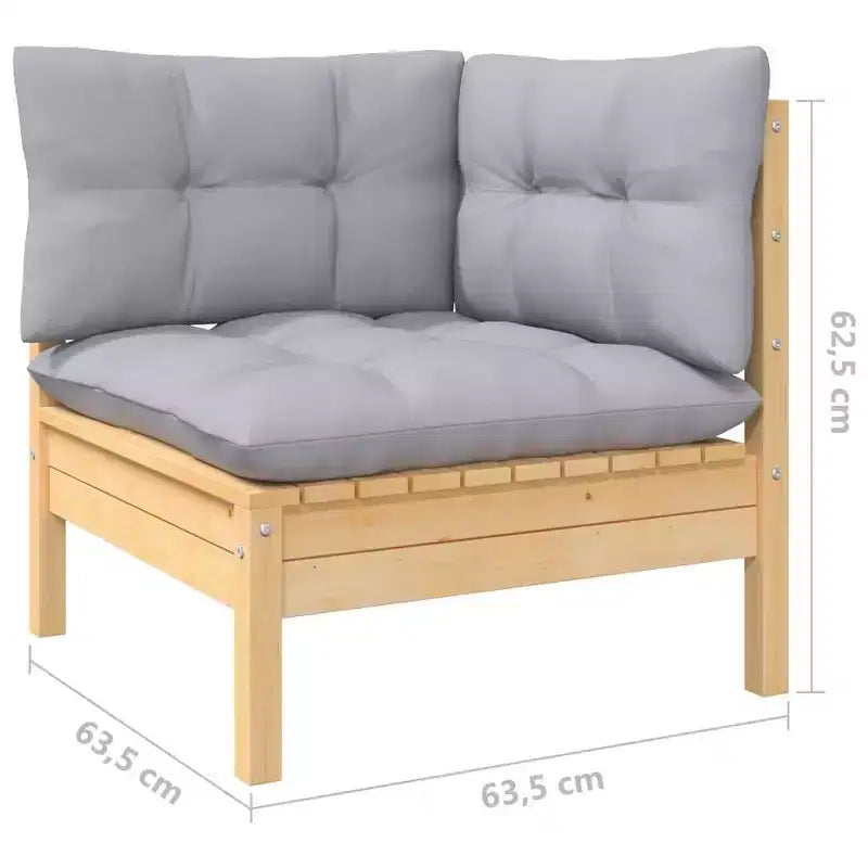 vidaXL Garden Lounge Set Gray Solid pine wood, polyester 12 Piece Set