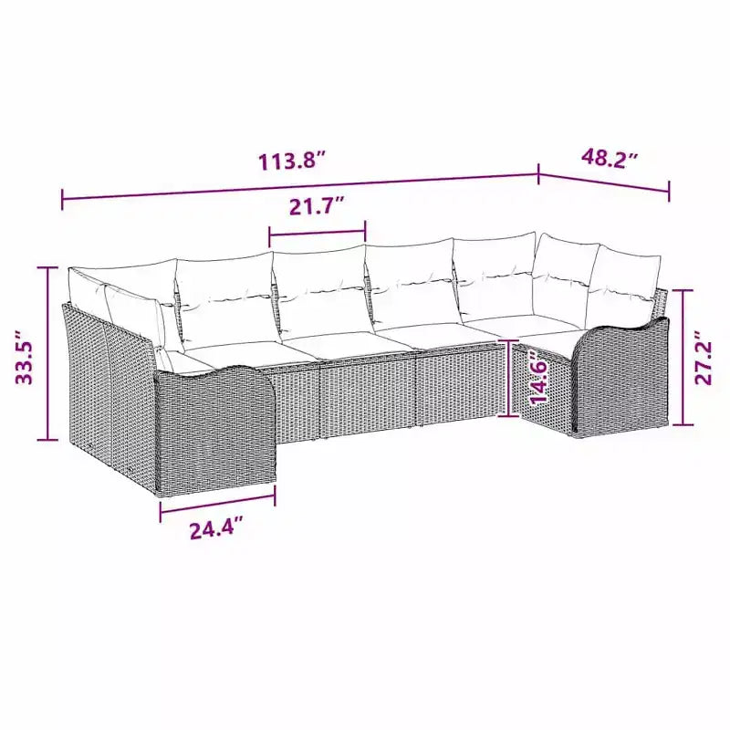 vidaXL Salon de jardin 7 pcs – Noir et turquoise