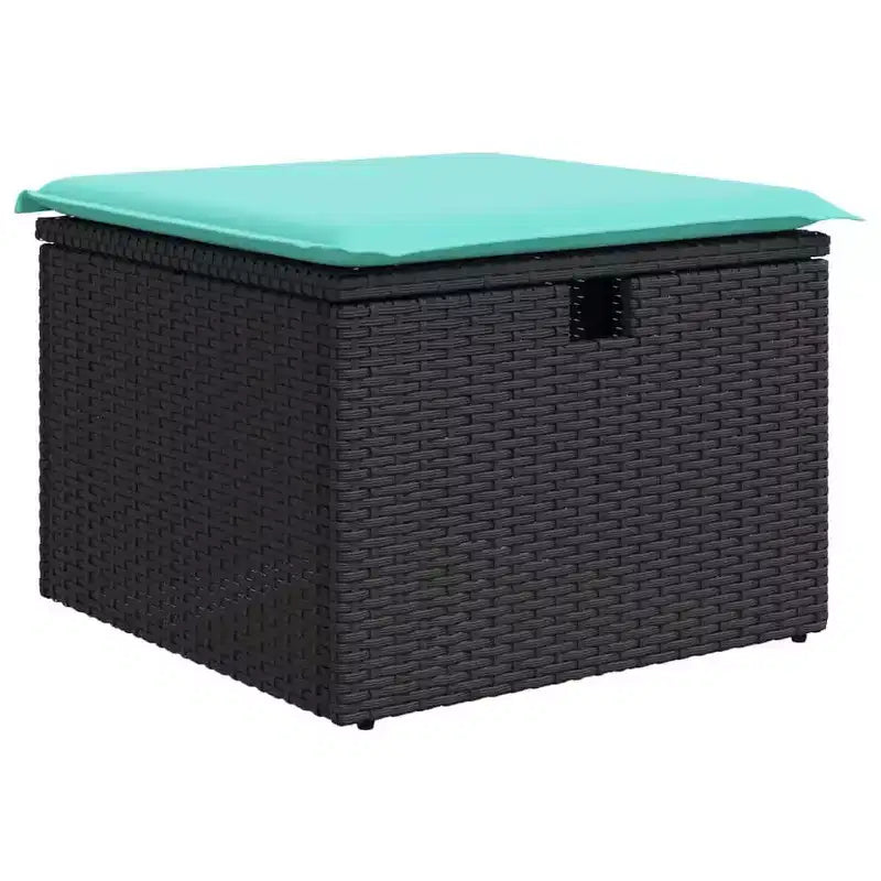 vidaXL Garden Sofa Set 4 pcs Black 55 x 62 x 69 cm Poly rattan - Black Blue