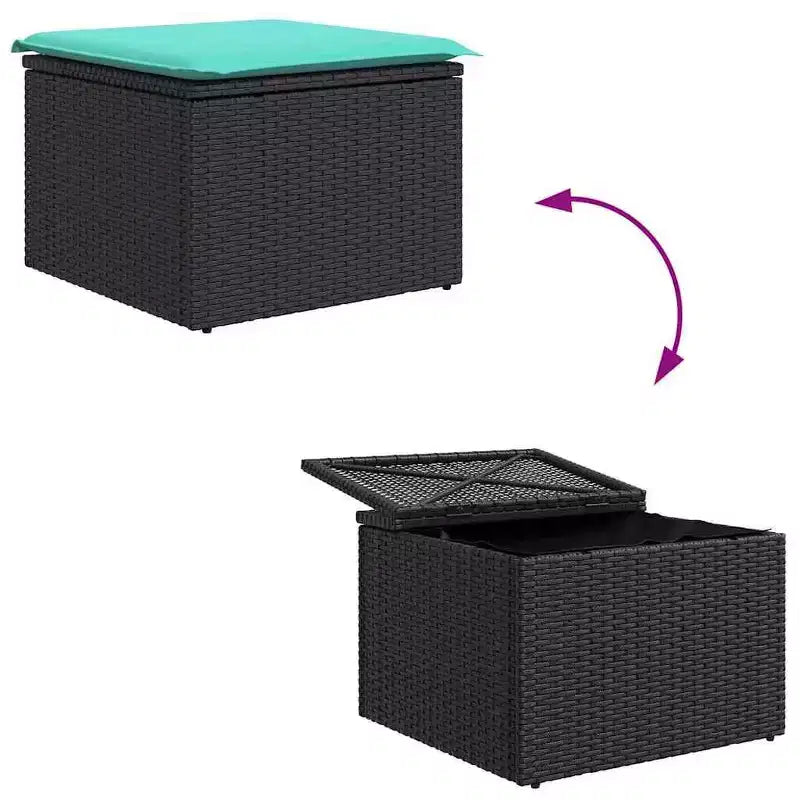 vidaXL Garden Sofa Set with Cushion 4 pcs Black and Turquoise
