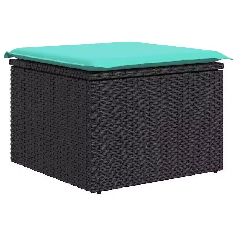 vidaXL Garden Sofa Set with Cushion 4 pcs Black and Turquoise