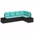 vidaXL Garden Sofa Set with Cushion 5 pcs Black and Turquoise