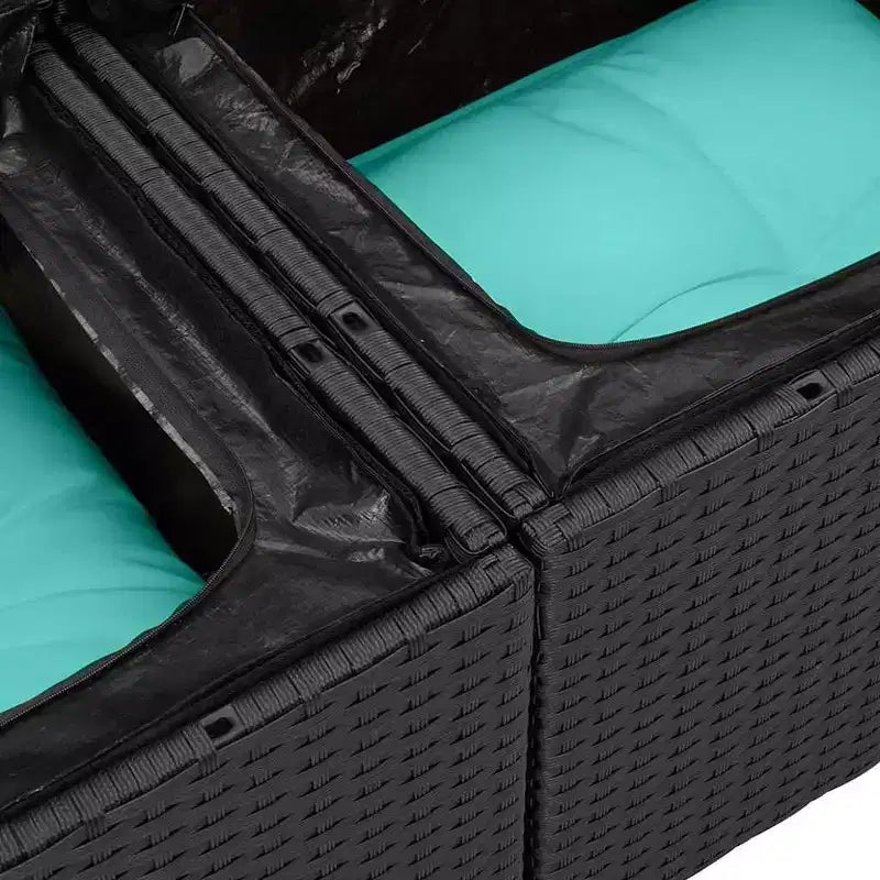 vidaXL Garden Sofa Set with Cushion 5 pcs Black and Turquoise