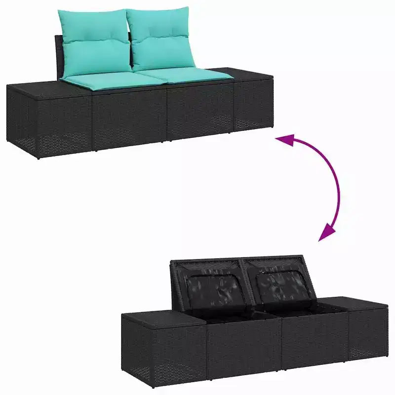 vidaXL Garden Sofa Set with Cushion 5 pcs Black and Turquoise