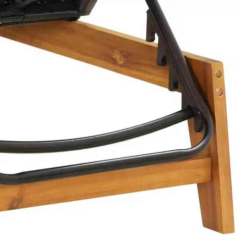 vidaXL Sun Lounger Black and Brown PE rattan, solid acacia wood, steel