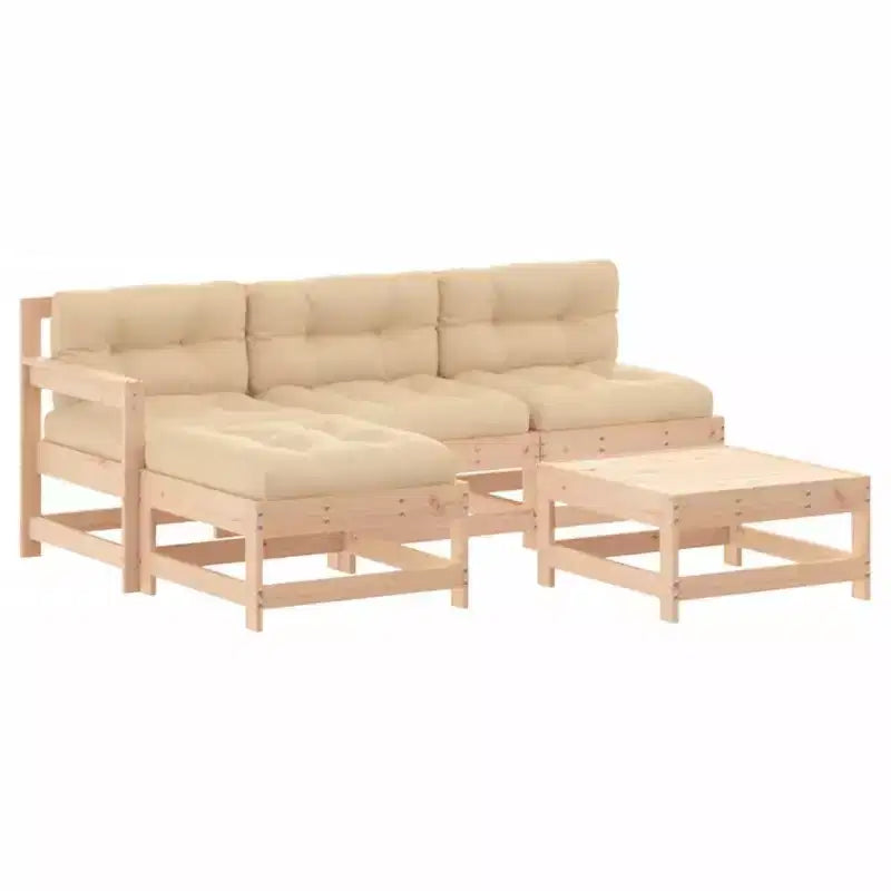 vidaXL Garden Lounge Set Beige Solid Pine Wood Medium Modular