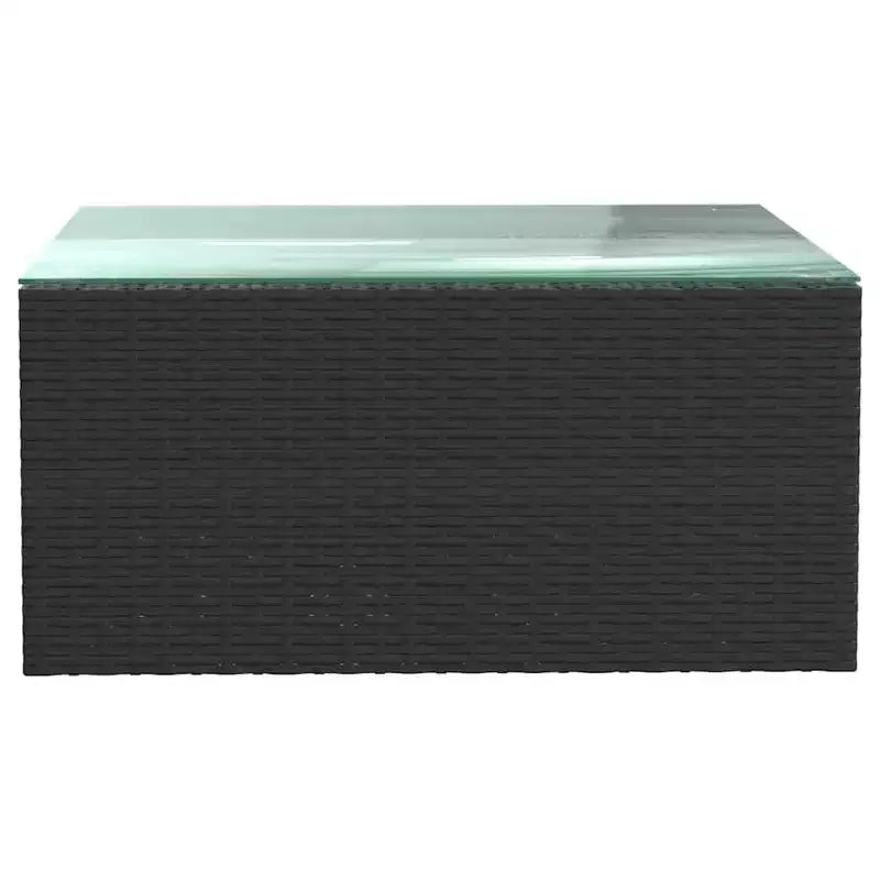 vidaXL Garden Sofa Black Poly Rattan, Powder-Coated Steel, Polyester
