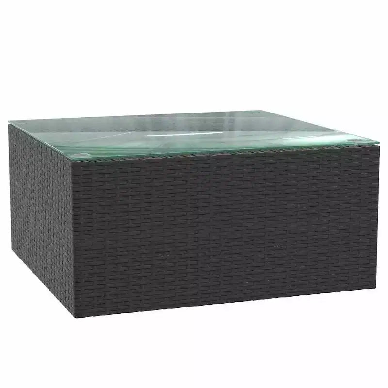 vidaXL Garden Sofa Black Poly Rattan, Powder-Coated Steel, Polyester