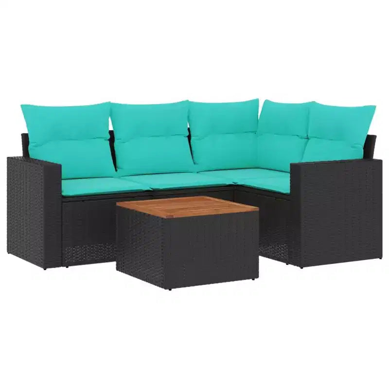 vidaXL 5 Piece Patio Sofa Set with Cushions Gray Poly Rattan