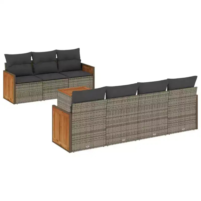 vidaXL 8 Piece Garden Sofa Set with Cushions Black Poly Rattan