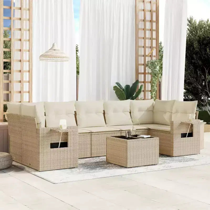 vidaXL 8 Piece Patio Sofa Set with Cushions Gray Poly Rattan