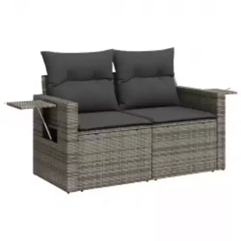 vidaXL 8 Piece Patio Sofa Set with Cushions Gray Poly Rattan