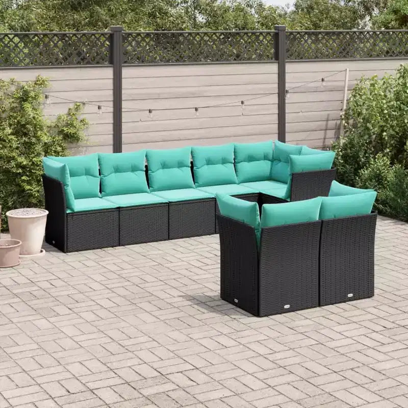 vidaXL 9 Piece Patio Sofa Set with Cushions Gray Poly Rattan