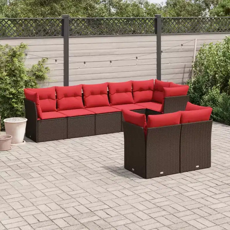 vidaXL 9 Piece Patio Sofa Set with Cushions Gray Poly Rattan