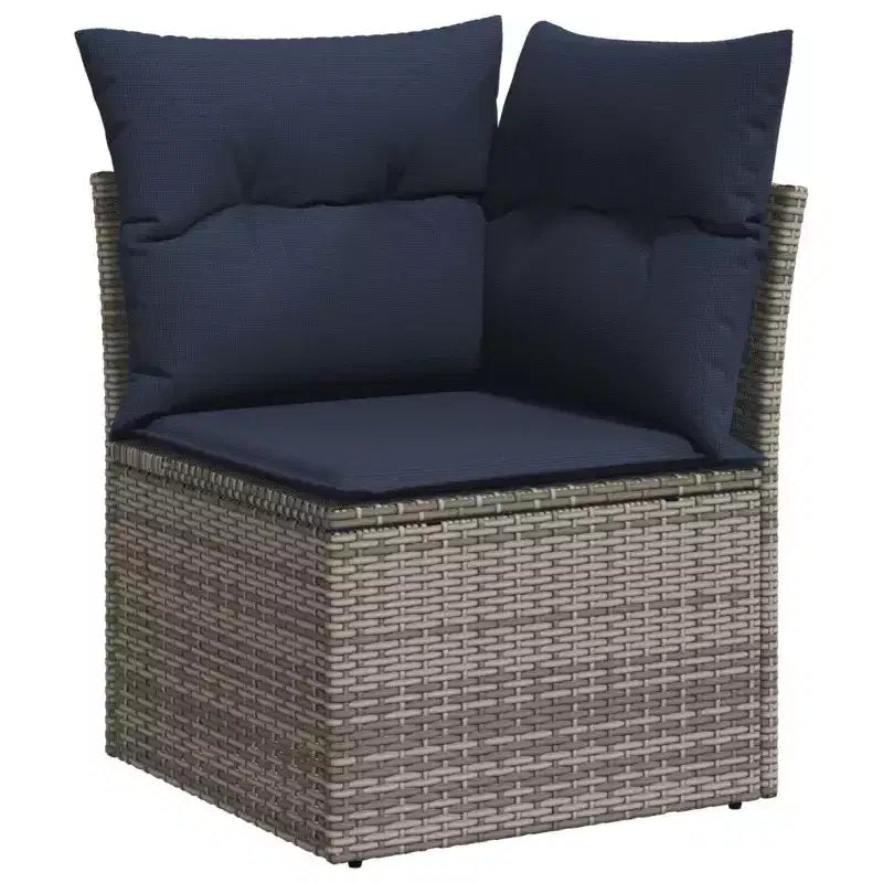 vidaXL 9 Piece Patio Sofa Set with Cushions Gray Poly Rattan