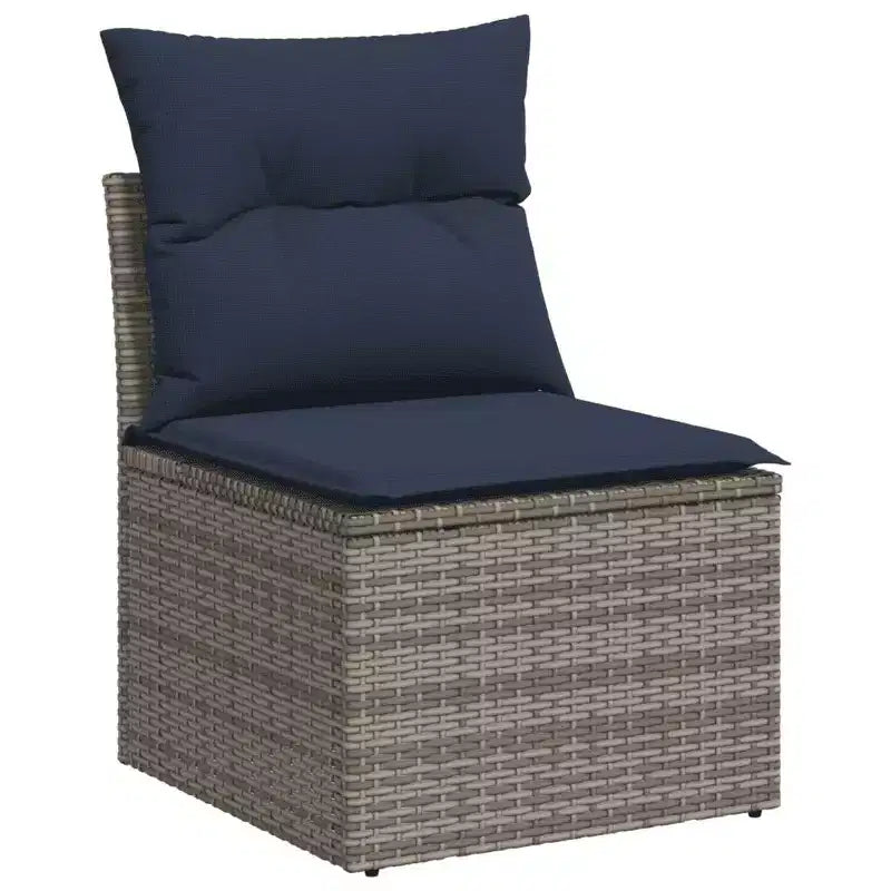 vidaXL 9 Piece Patio Sofa Set with Cushions Gray Poly Rattan