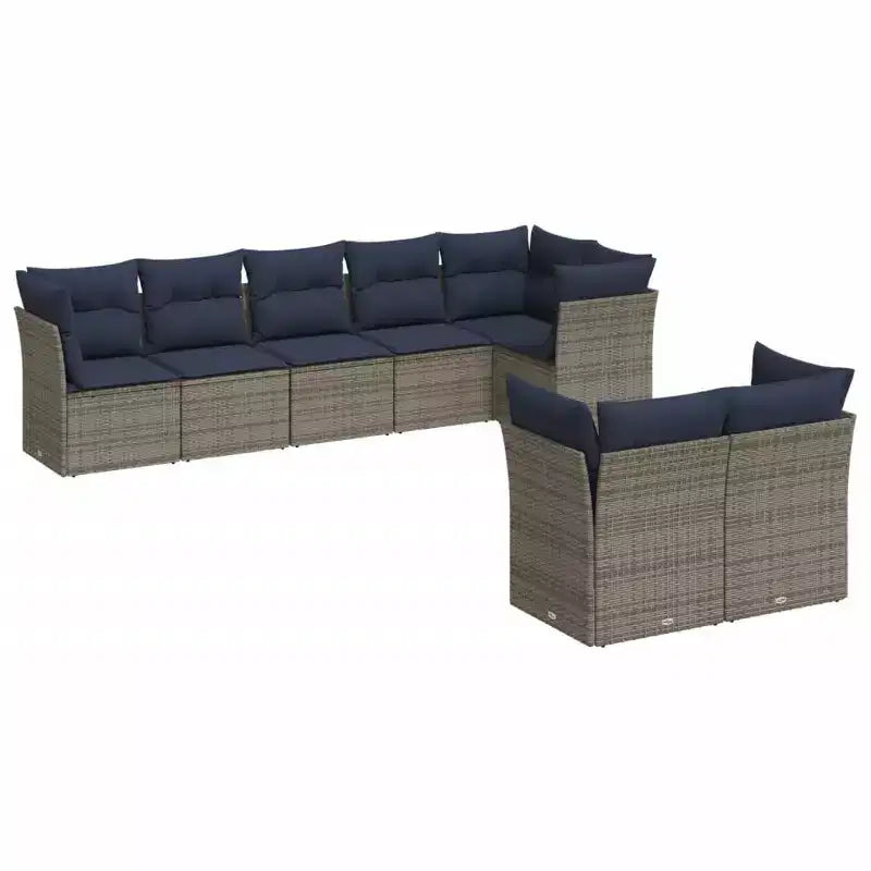 vidaXL 9 Piece Patio Sofa Set with Cushions Gray Poly Rattan