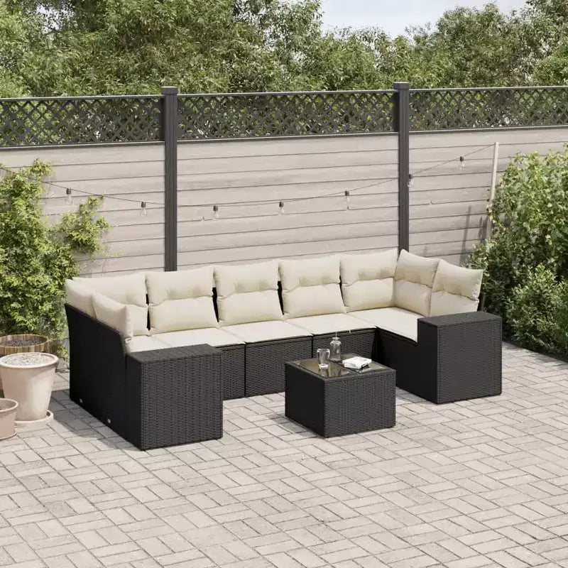 vidaXL Patio Sofa Set with Cushions Outdoor Furniture 8 Piece Poly Rattan