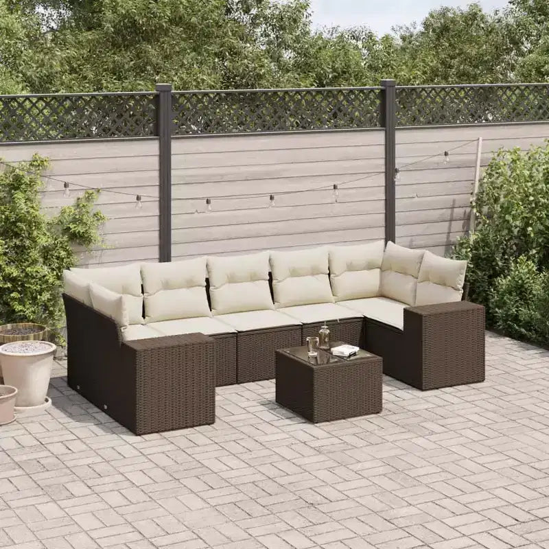 vidaXL Patio Sofa Set with Cushions Outdoor Furniture 8 Piece Poly Rattan