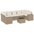vidaXL Patio Sofa Set with Cushions Outdoor Furniture 8 Piece Poly Rattan