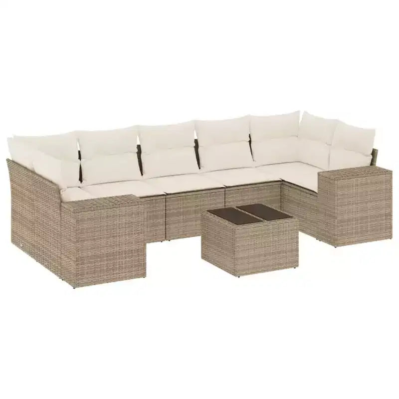vidaXL Patio Sofa Set with Cushions Outdoor Furniture 8 Piece Poly Rattan