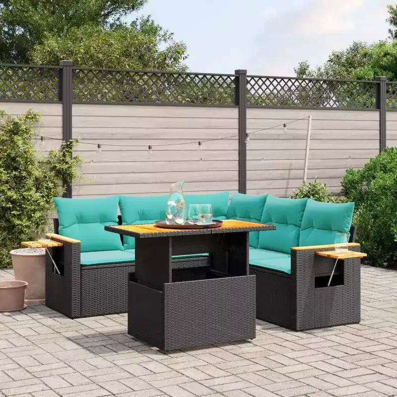 vidaXL 6 Piece Patio Sofa Set with Cushions Gray Poly Rattan