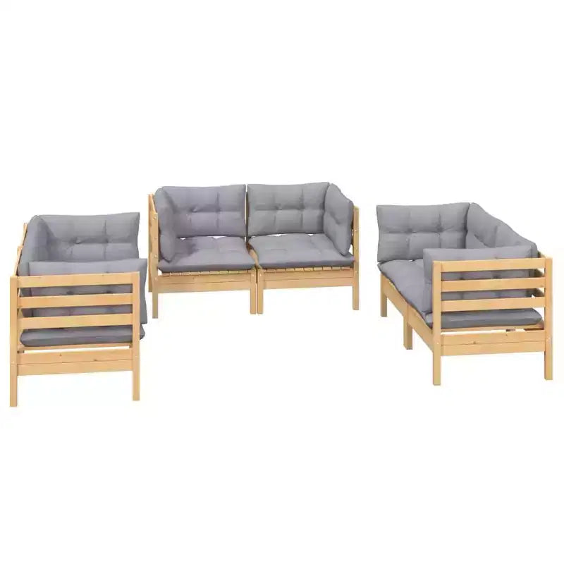 vidaXL Conjunto de Salón para Patio de Madera de Pino Maciza 6 Piezas con Cojines Varios Colores