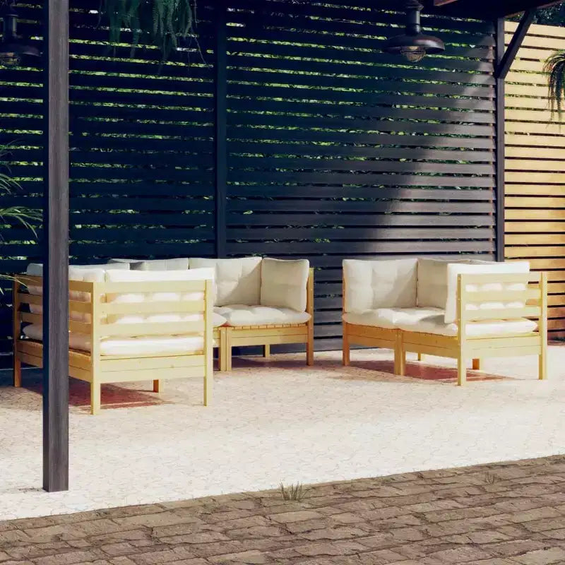 vidaXL Conjunto de Salón para Patio de Madera de Pino Maciza 6 Piezas con Cojines Varios Colores