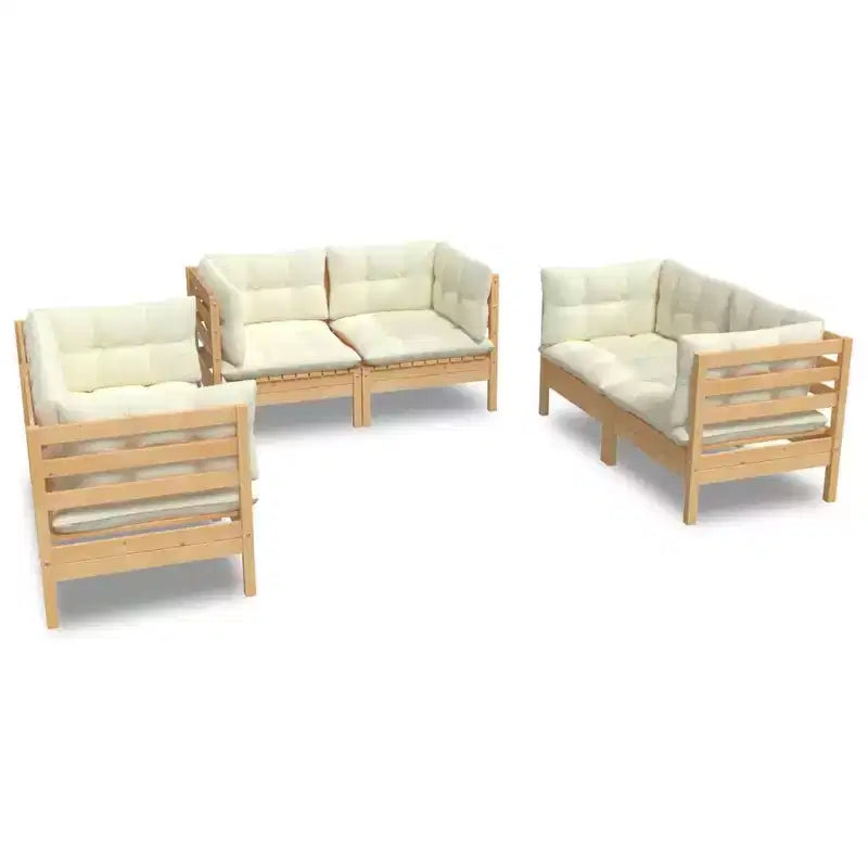 vidaXL Conjunto de Salón para Patio de Madera de Pino Maciza 6 Piezas con Cojines Varios Colores
