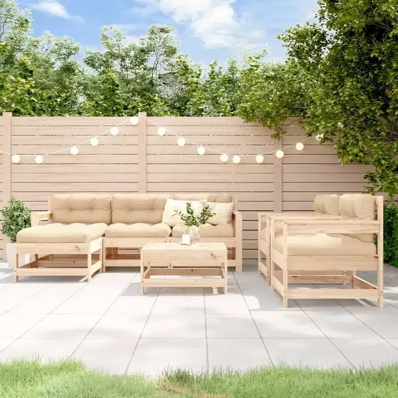 vidaXL Garden Lounge Set Natural wood Solid Pine Wood Standard Modular