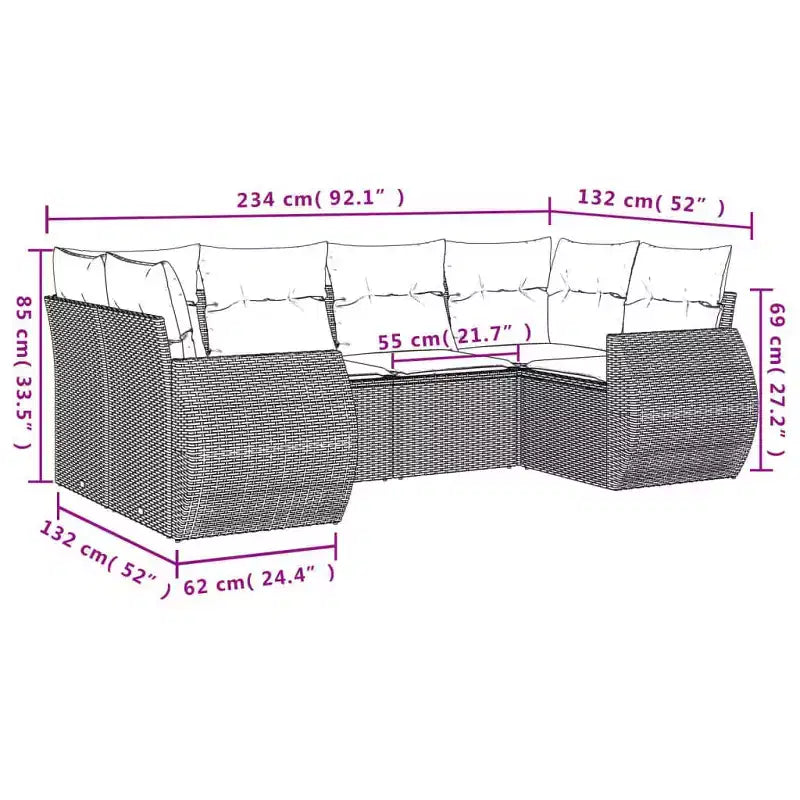 vidaXL Patio Sofa Set Black, Blue PE Rattan, Powder-Coated Steel, Polyester