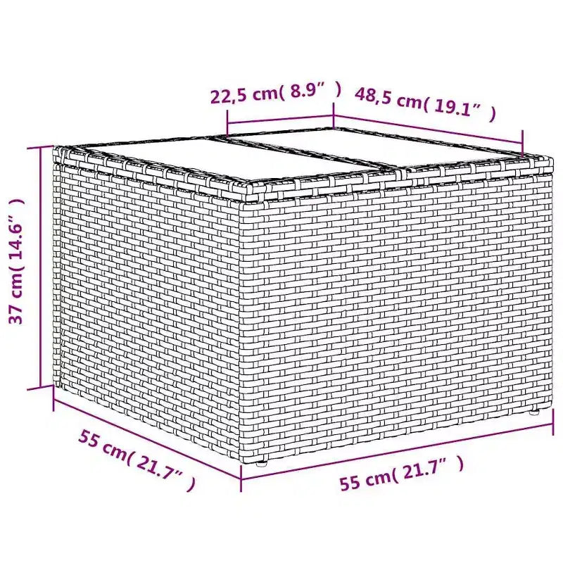 vidaXL 8 Piece Garden Sofa Set with Cushions Brown Poly Rattan - Brown and Red With Table