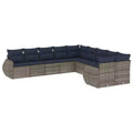 vidaXL Patio Sofa Set Black PE rattan, powder-coated steel Modular - Gray and Blue Without Table