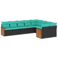 vidaXL Patio Sofa Set Black PE Rattan 9 Piece Set Modular