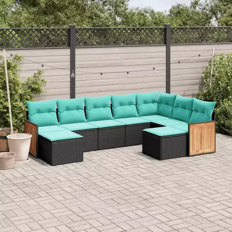 vidaXL Patio Sofa Set Black,Brown,Blue