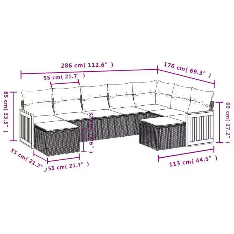 vidaXL Patio Sofa Set Black,Brown,Blue