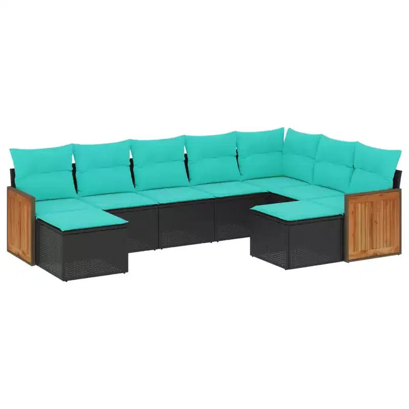 vidaXL Patio Sofa Set Black,Brown,Blue
