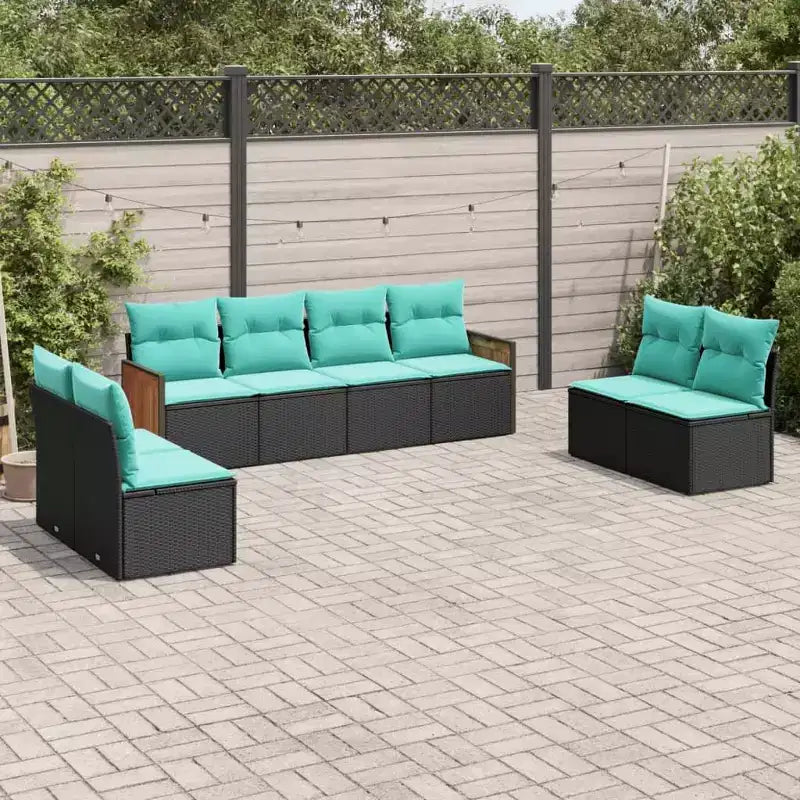 vidaXL Salon de jardin noir et bleu