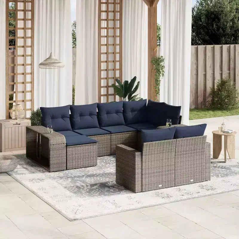 vidaXL 10 Piece Modular Patio Sofa Set, Rectangular Outdoor Garden Sectional with Cushions