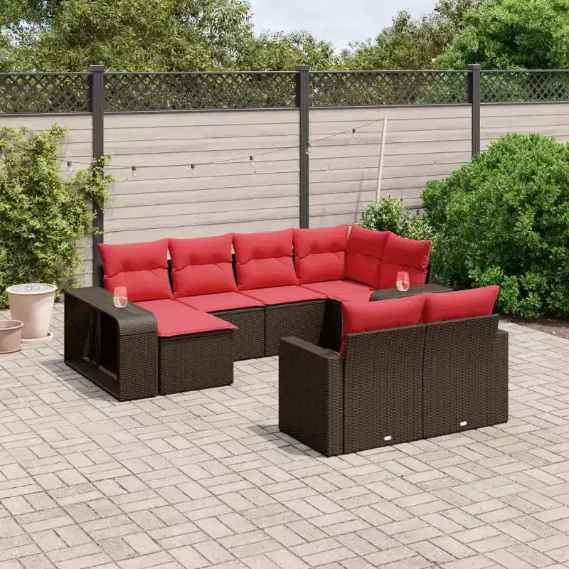 vidaXL 10 Piece Modular Patio Sofa Set, Rectangular Outdoor Garden Sectional with Cushions