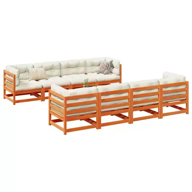 vidaXL 9 Piece Patio Sofa Set Solid Wood Pine