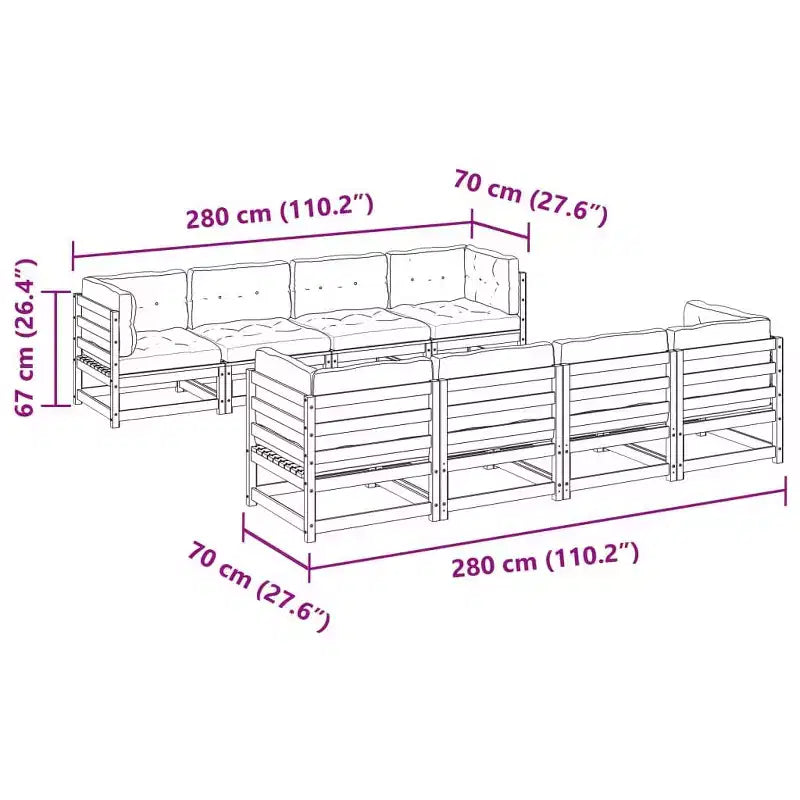 vidaXL 9 Piece Patio Sofa Set Solid Wood Pine