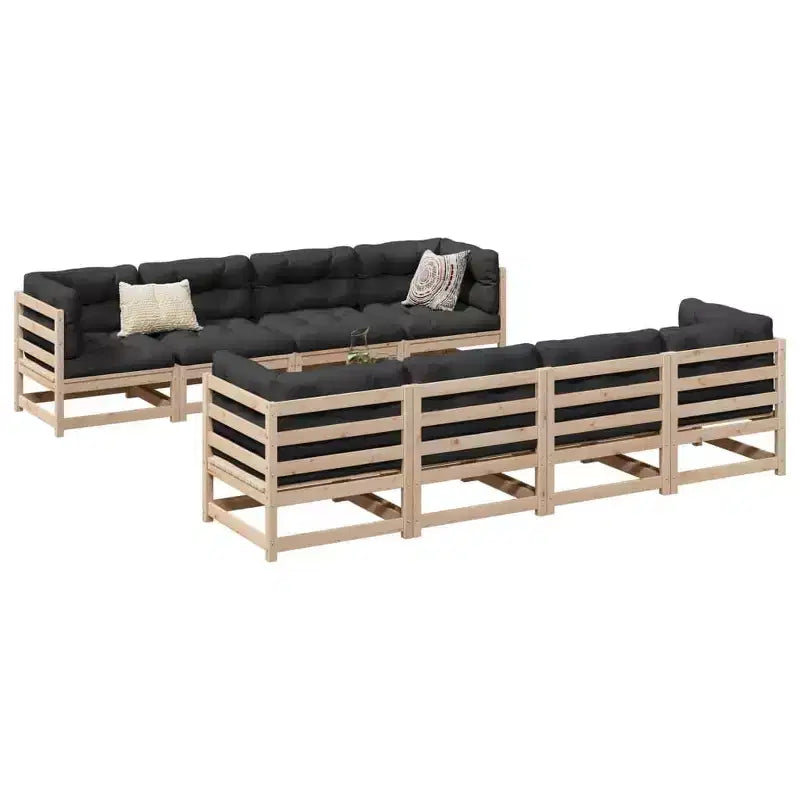 vidaXL 9 Piece Patio Sofa Set Solid Wood Pine