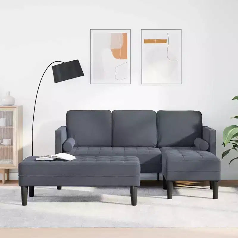 vidaXL Juego de sofás 2 piezas Gris claro 173 x 131 x 67 cm Terciopelo