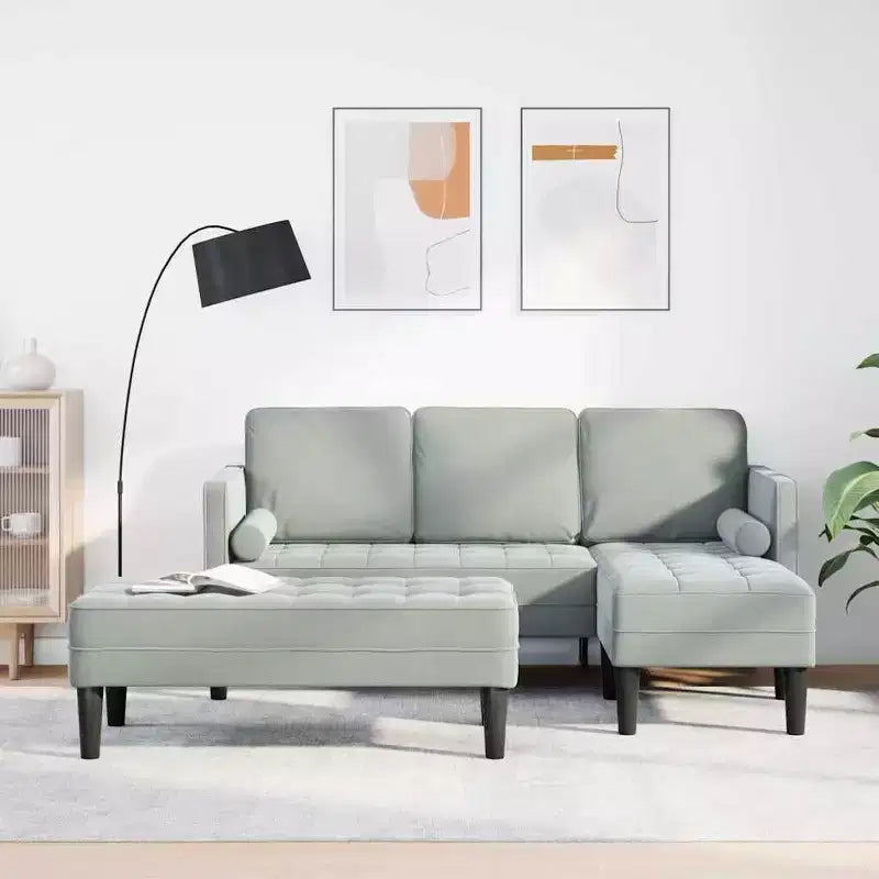 vidaXL Juego de sofás 2 piezas Gris claro 173 x 131 x 67 cm Terciopelo