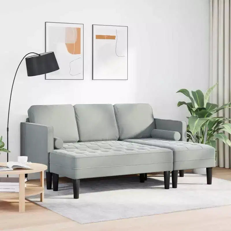 vidaXL Juego de sofás 2 piezas Gris claro 173 x 131 x 67 cm Terciopelo